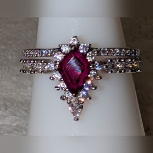 *BP #5162 Diva Status Ruby Corundum- Rhodium Band - Size 7 BRAND NEW